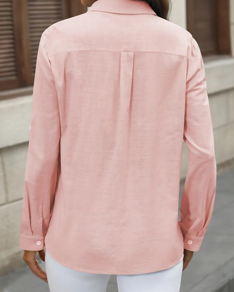 Button-Down Casual with Mid - Length Sleeves Shirt - Image 13