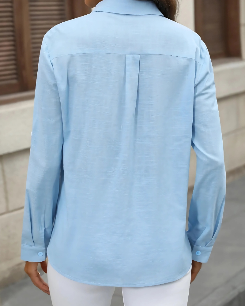 Button-Down Casual with Mid - Length Sleeves Shirt - Image 3