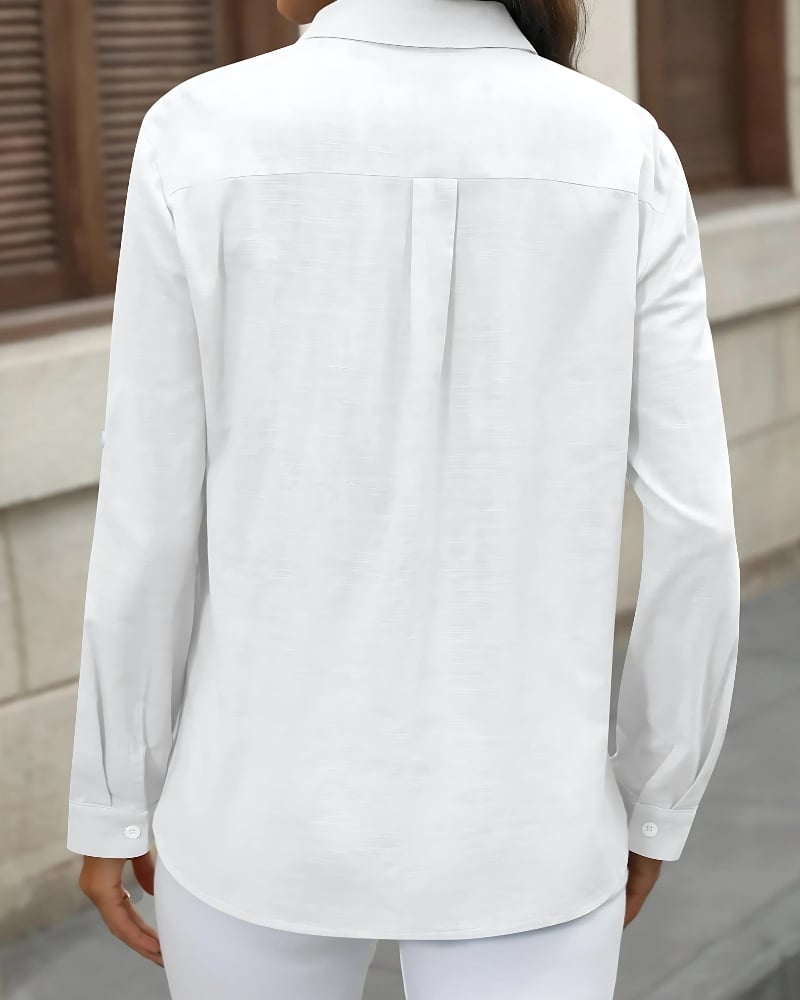 Button-Down Casual with Mid - Length Sleeves Shirt - Image 9