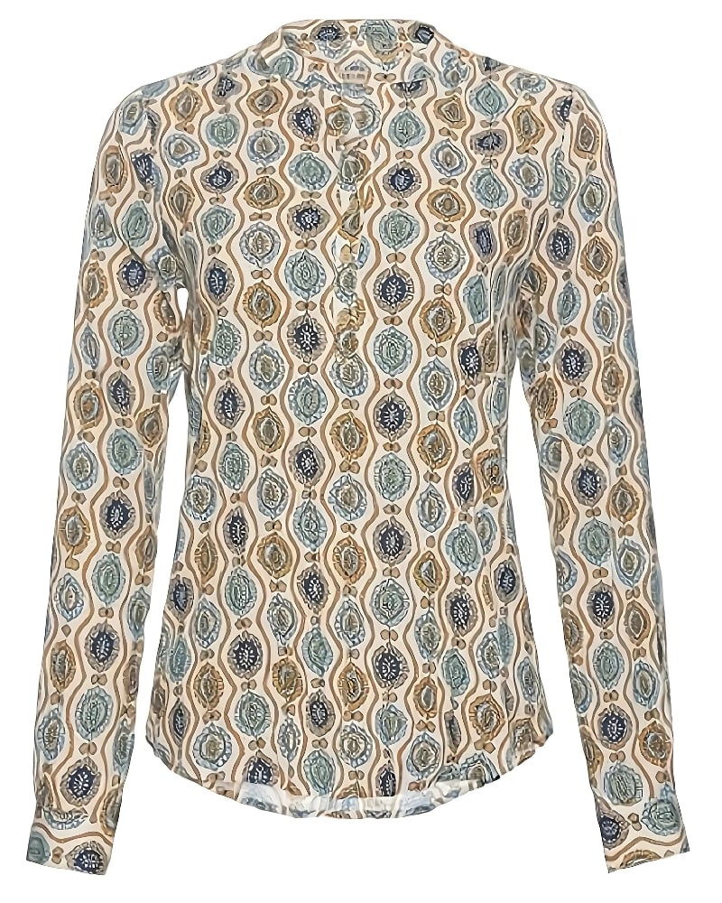 Casual with Long Sleeves and V-Neck Blouse - Image 3