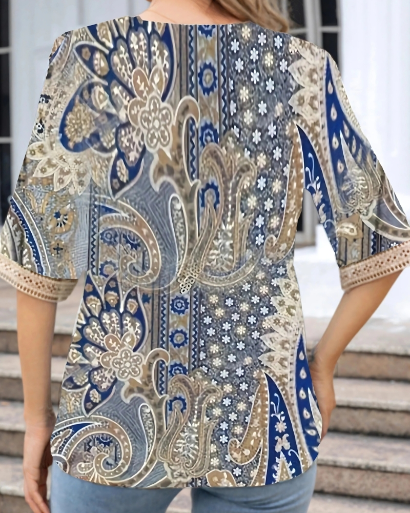 Elegant Casual with Mid - Length Sleeves Blouse - Image 3