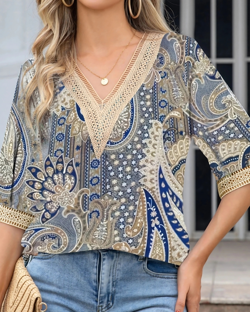 Elegant Casual with Mid - Length Sleeves Blouse - Image 2