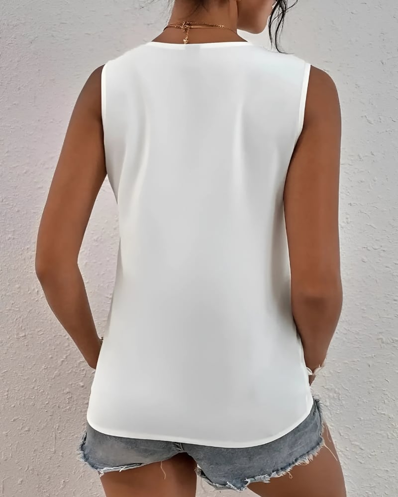Elegant Sleeveless V-Neck Lace Blouse - Image 4