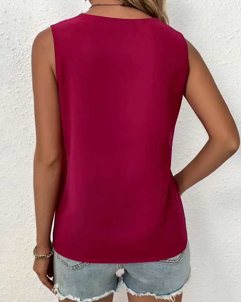 Elegant Sleeveless V-Neck Lace Blouse - Image 12