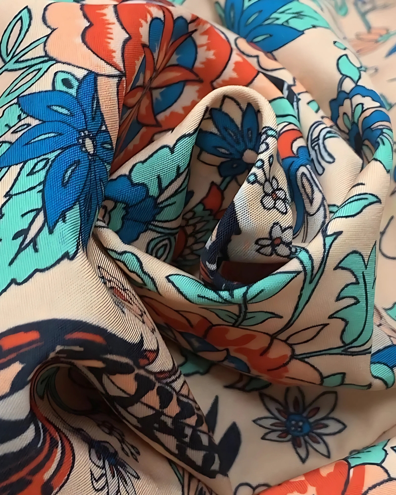 Floral Print V-Neck Casual Long Sleeves Boho Style Blouse - Image 4