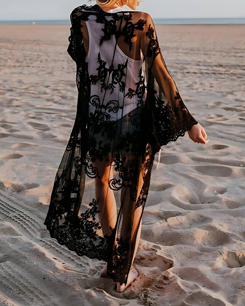 Kimono Long Elegant Lace with Long Sleeves - Image 4