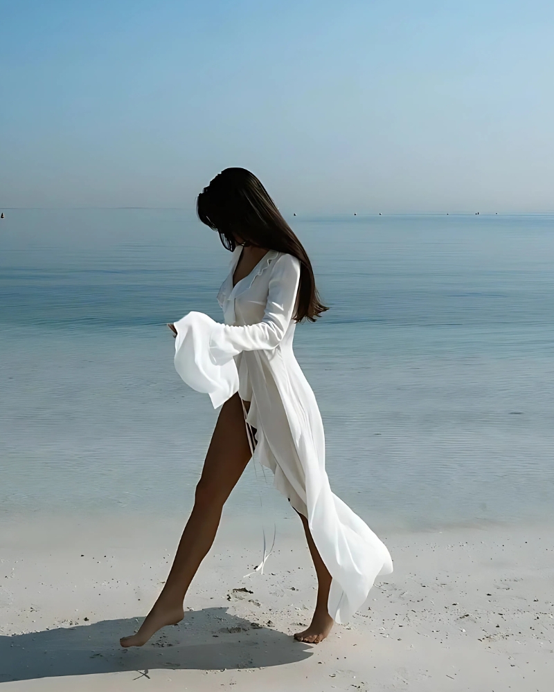 Beach Long with Ruffles Kimono Dress - Image 2