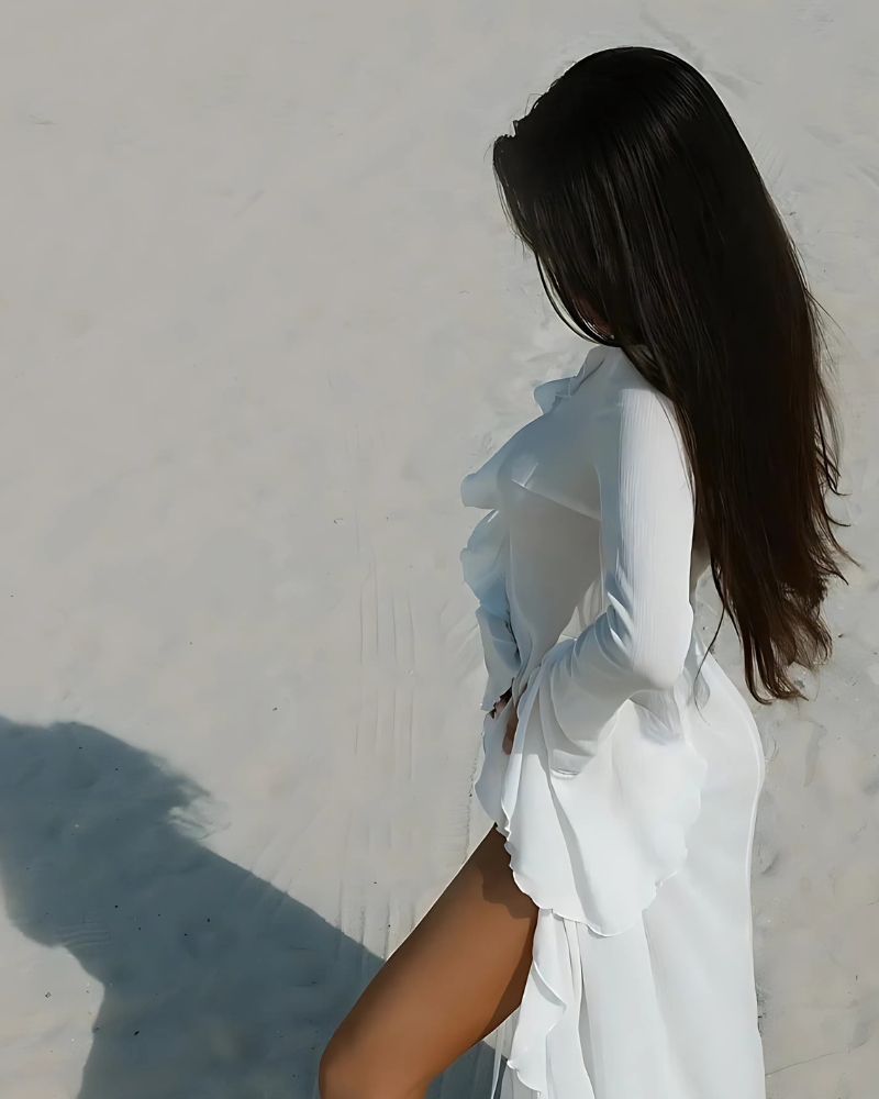 Beach Long with Ruffles Kimono Dress - Image 4