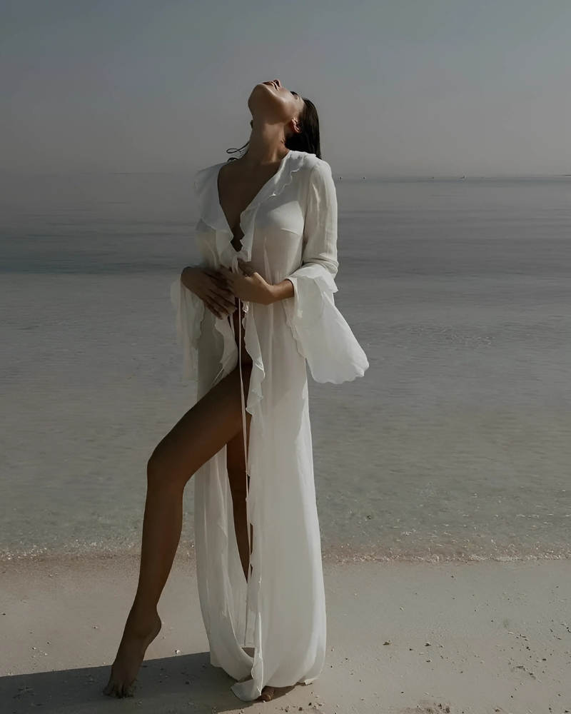Beach Long with Ruffles Kimono Dress - Image 6