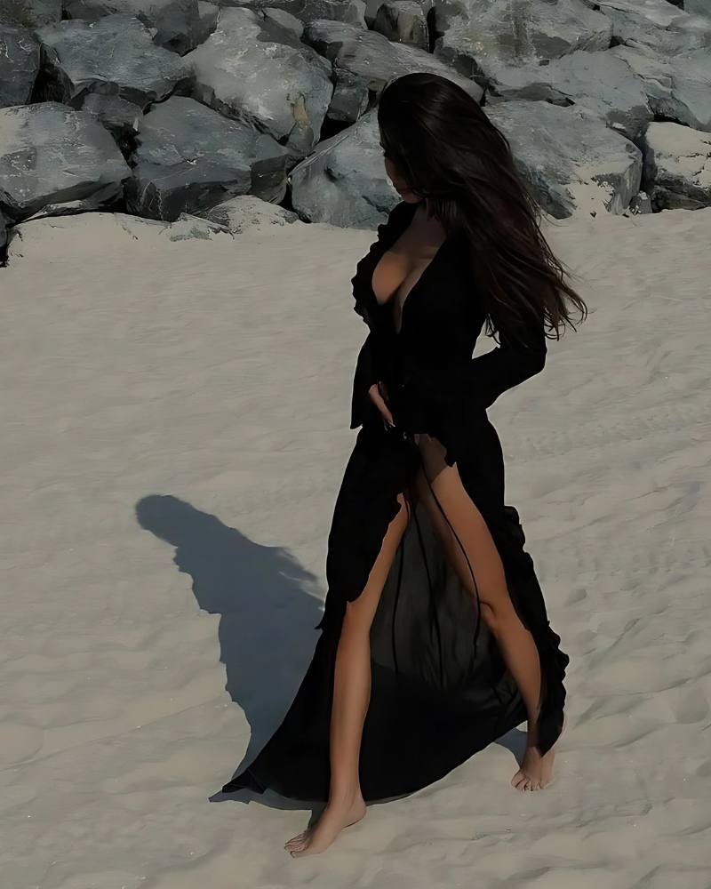 Beach Long with Ruffles Kimono Dress - Image 7