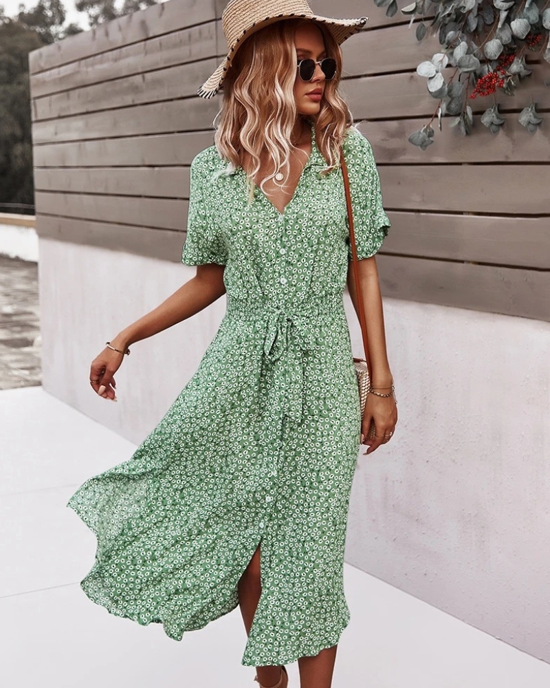 With Floral Print Boho Chic Summer Dress