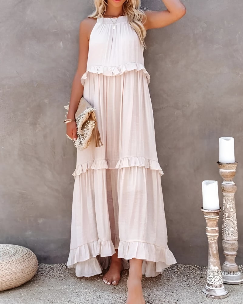 With Ruffles Sleeveless Maxi Dress