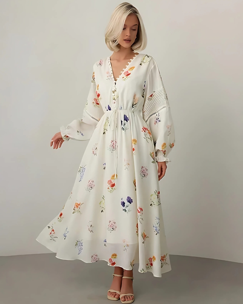 Open-Back Floral Print Maxi Dress