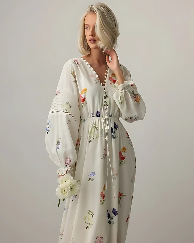 Open-Back Floral Print Maxi Dress - Image 4
