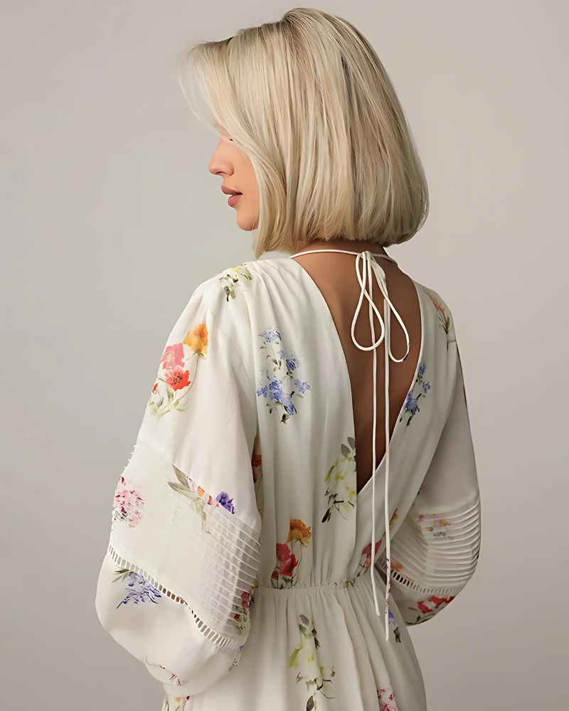 Open-Back Floral Print Maxi Dress - Image 5