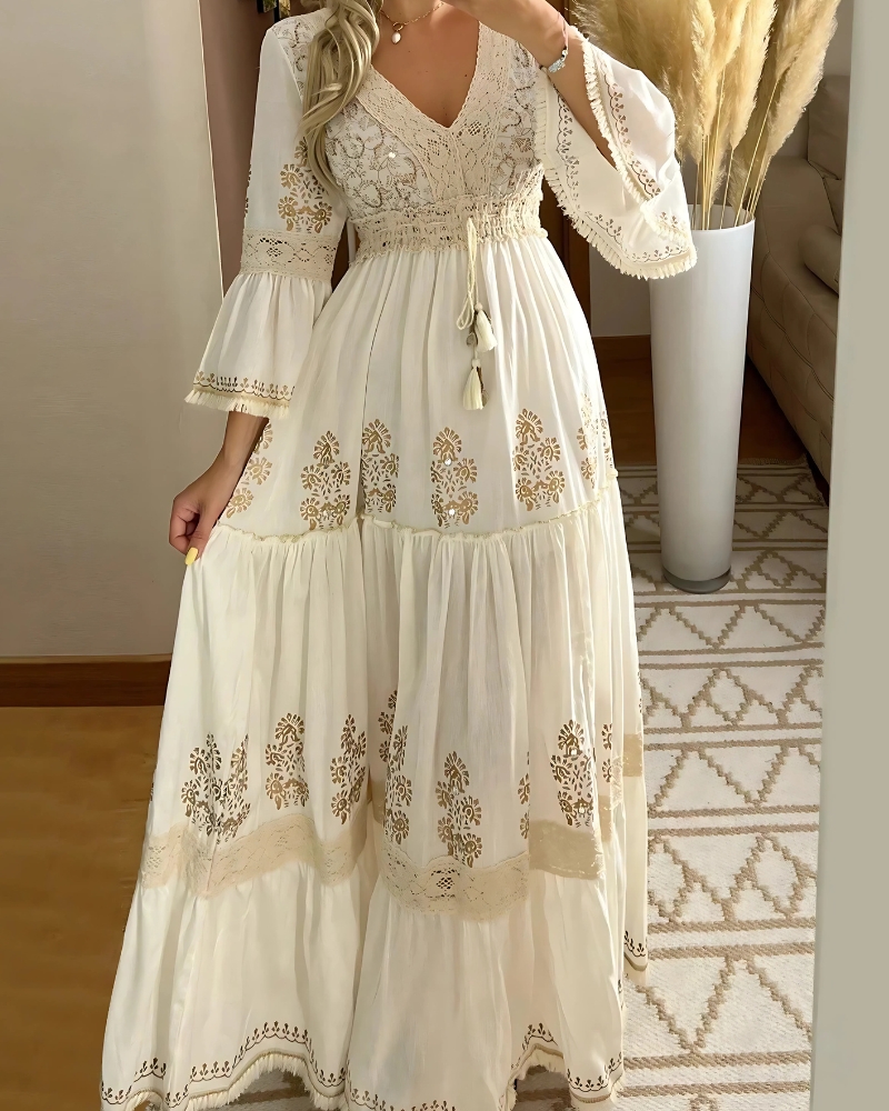 Elegant Lace Boho Style Maxi Dress
