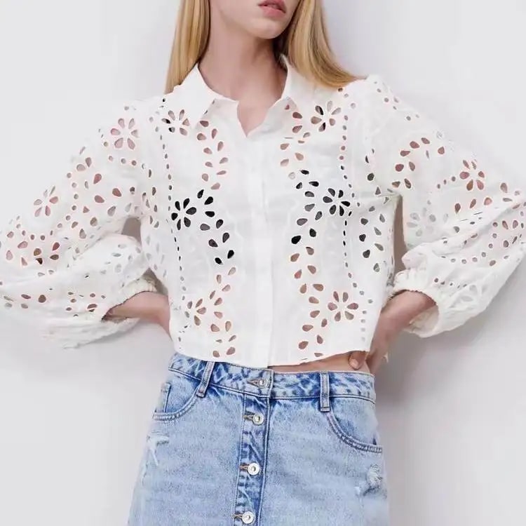 Bohemian White Short Elegant Lace Blouse