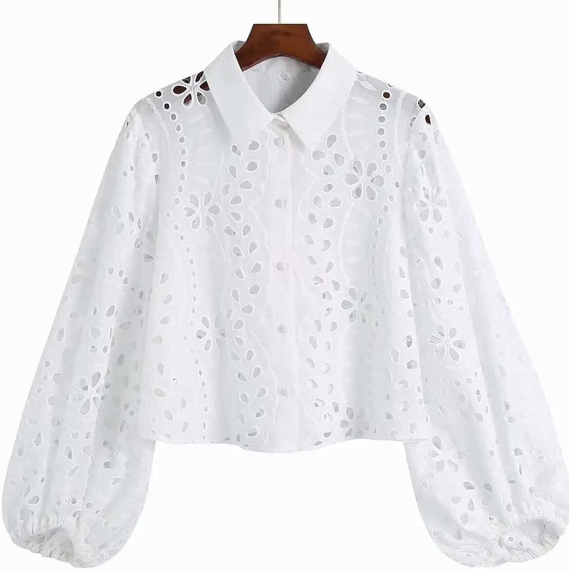 Bohemian white short elegant lace blouse - Image 3
