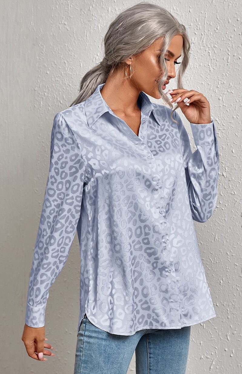 Bohemian blue lightweight printed leopard blouse - Image 2