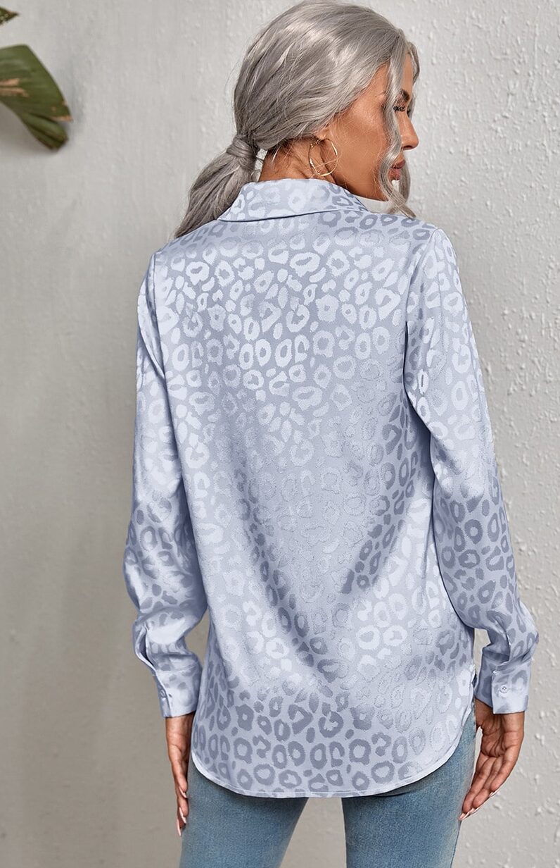Bohemian blue lightweight printed leopard blouse - Image 3