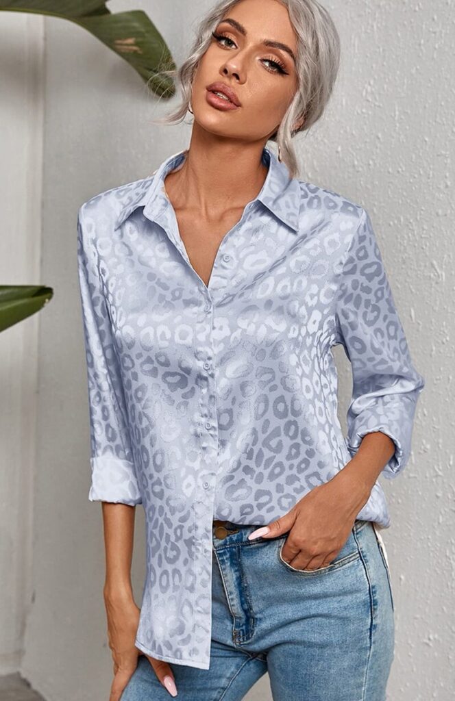 Bohemian Blue Lightweight Printed Leopard Blouse