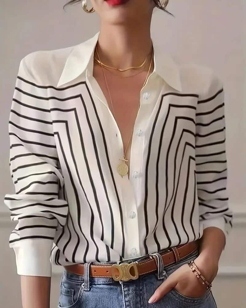 Bohemian Chic and Refined with Stripes Blouse