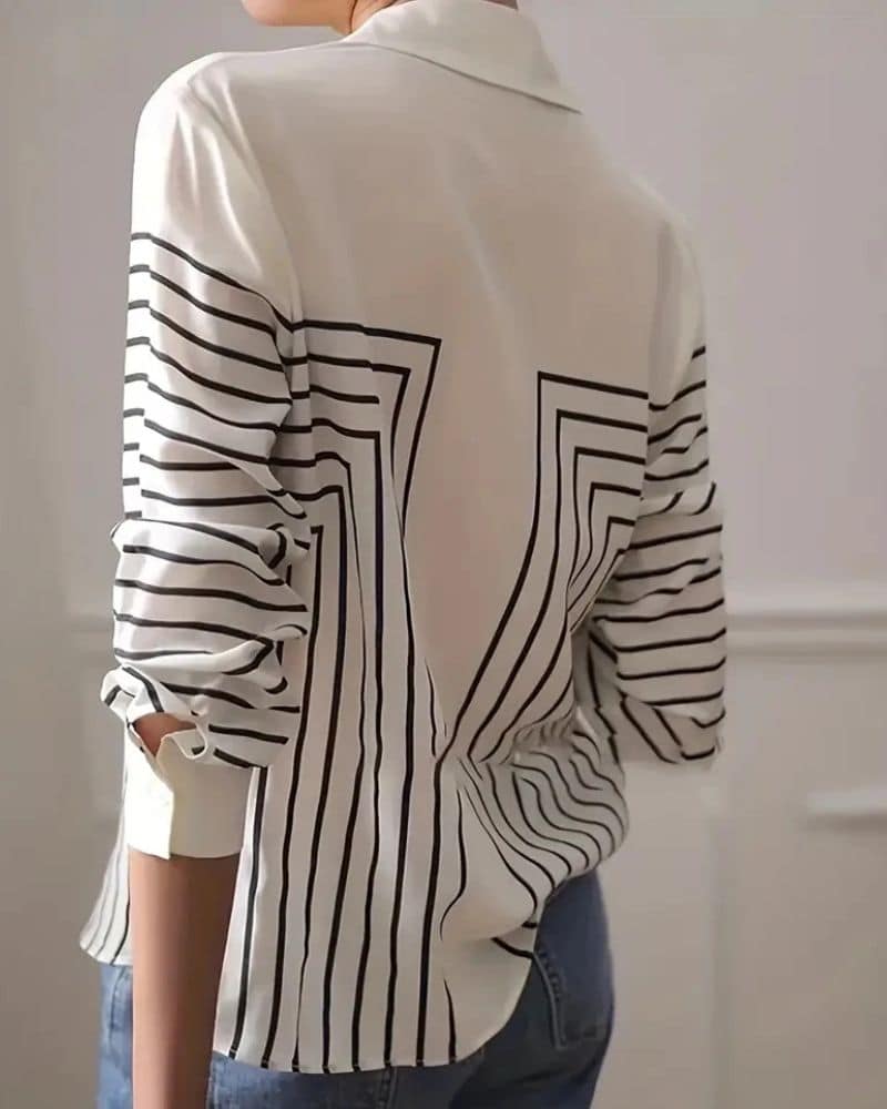 Bohemian Chic and Refined with Stripes Blouse - Image 2