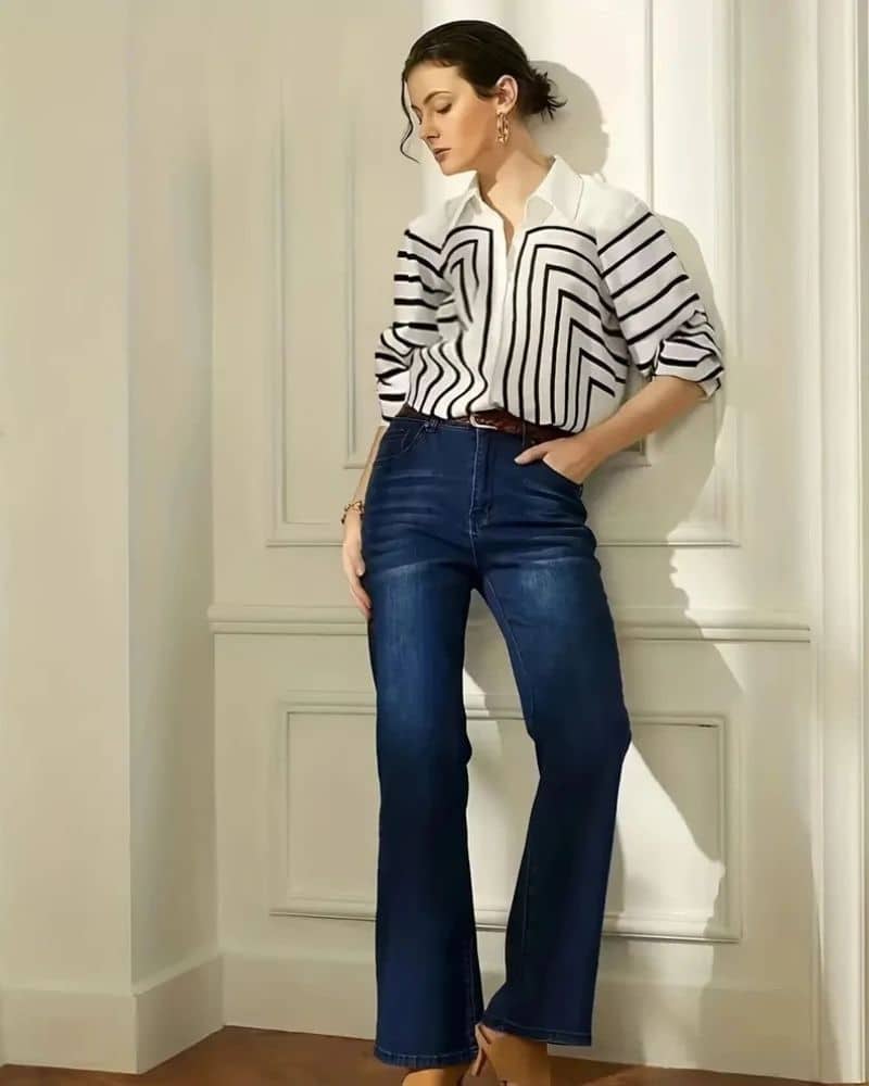 Bohemian Chic and Refined with Stripes Blouse - Image 3