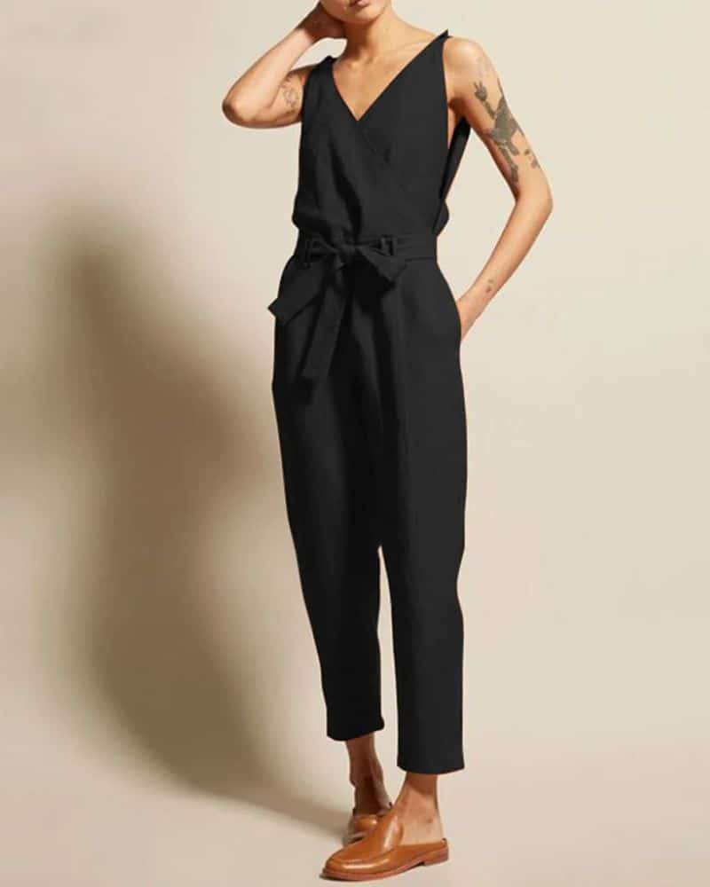 Bohemian Elegant with Belted Waist Jumpsuit