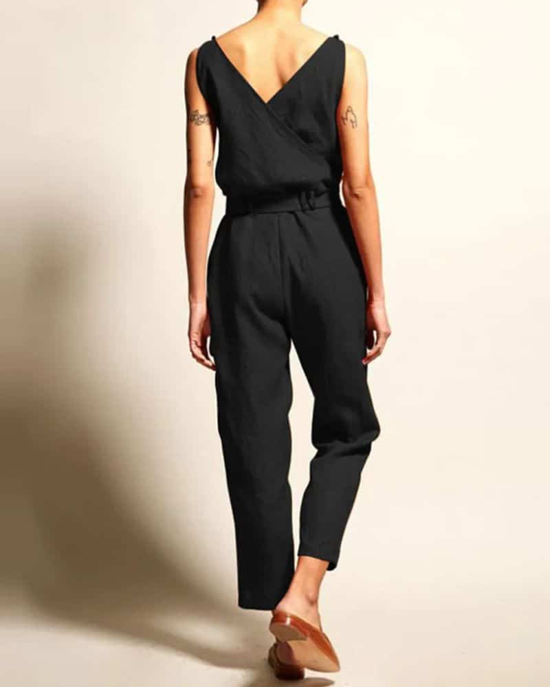 Bohemian elegant with belted waist jumpsuit - Image 2