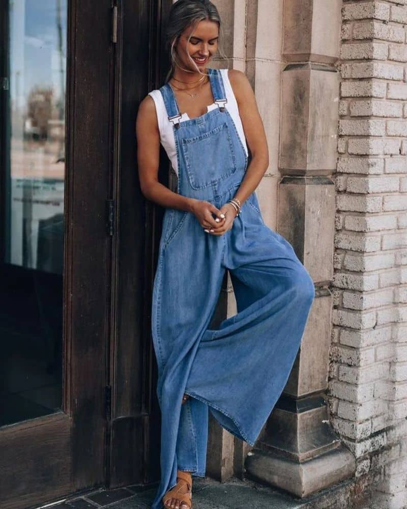 Bohemian Lightweight Denim-Look Jumpsuit