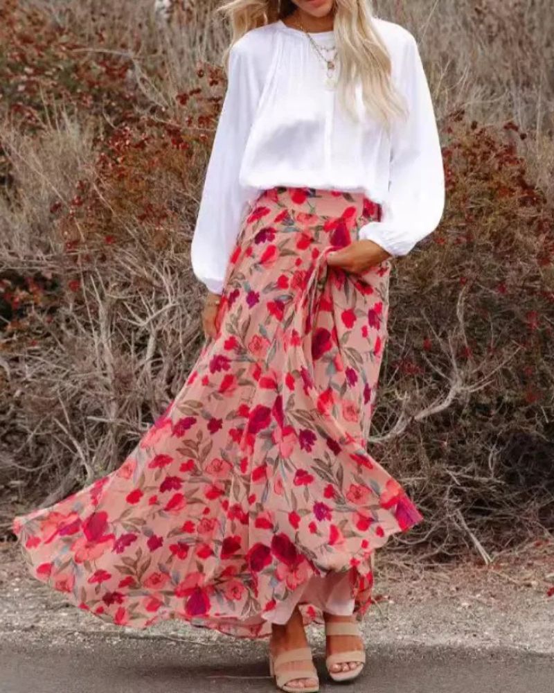 Bohemian Airy Floral Skirt