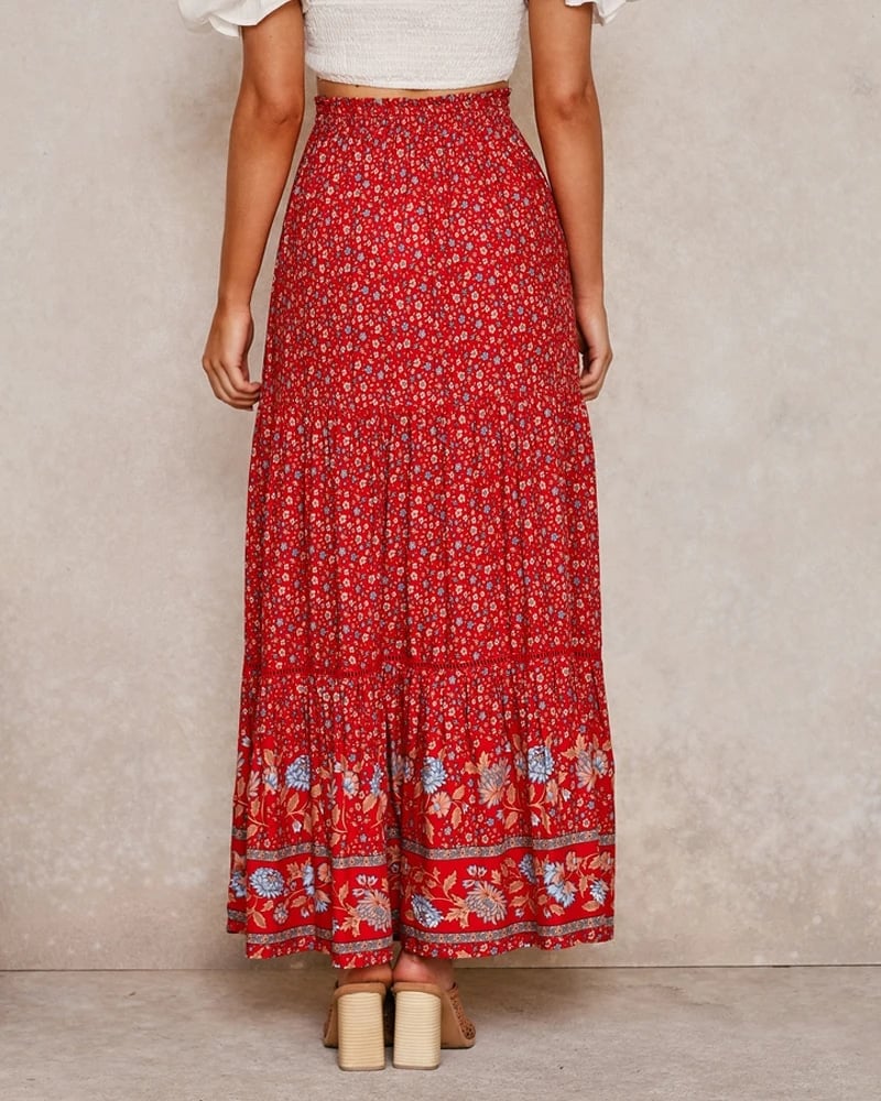 Bohemian Maxi Skirt with Floral Prints - Image 2