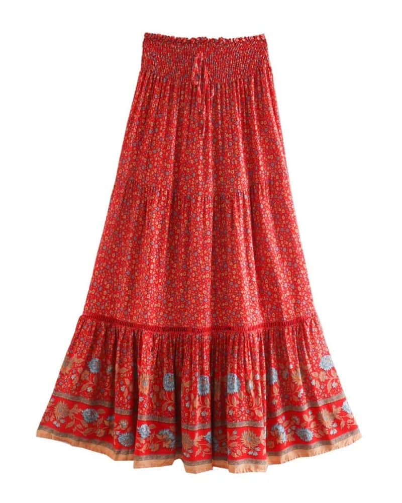 Bohemian Maxi Skirt with Floral Prints - Image 3