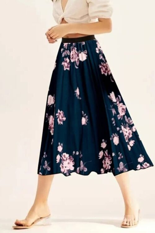Bohemian Maxi Skirt Black Lightweight Flower-Embellished