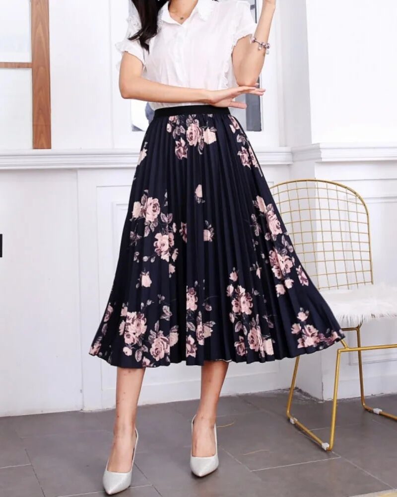 Bohemian maxi skirt black lightweight flower-embellished - Image 2