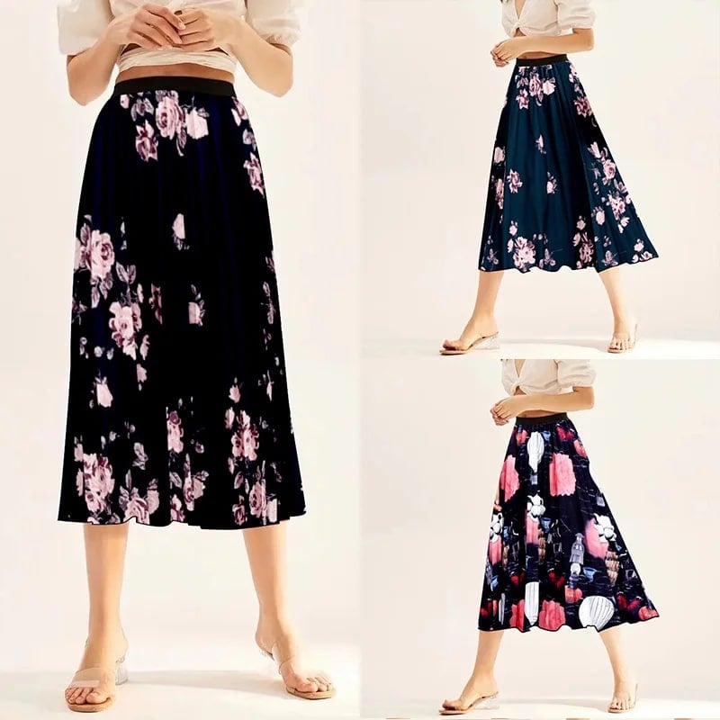 Bohemian maxi skirt black lightweight flower-embellished - Image 3