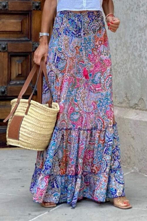 Bohemian Maxi Skirt Refined with Luxurious Patterns