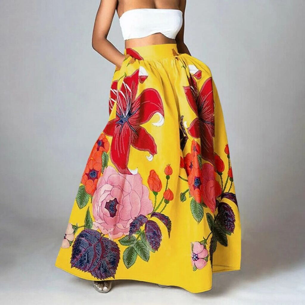Bohemian Maxi Skirt Refined Flower-Embellished