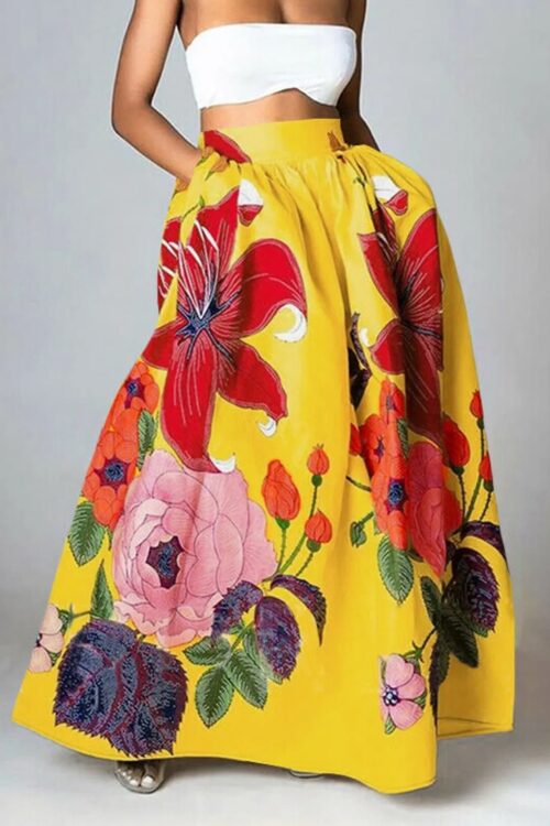 Bohemian Maxi Skirt Refined Flower-Embellished