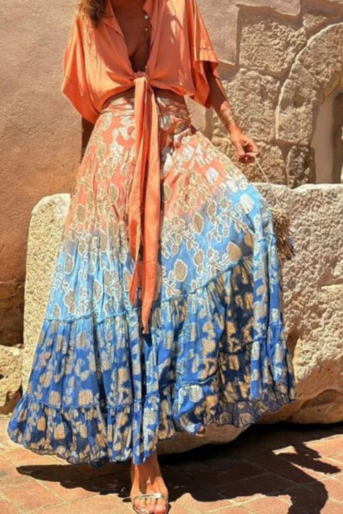 Bohemian luxurious with contrasting colors skirt