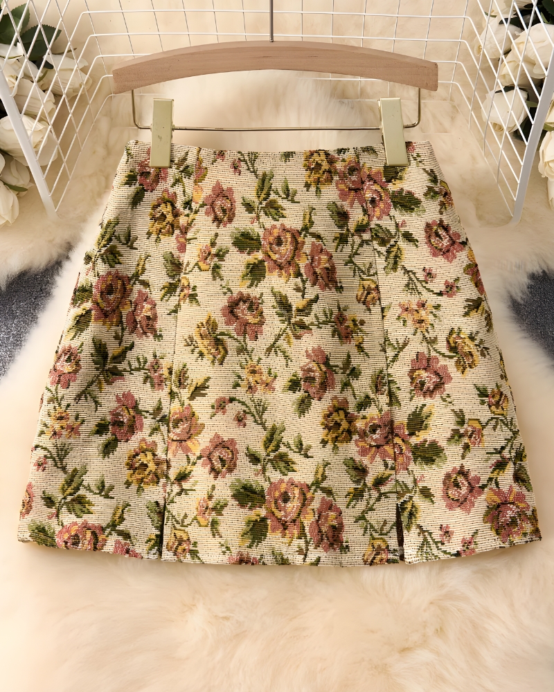 Floral Print Bohemian Short Skirt