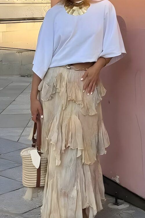 Fluid vintage bohemian long skirt