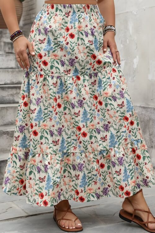 Multicolor floral bohemian long skirt
