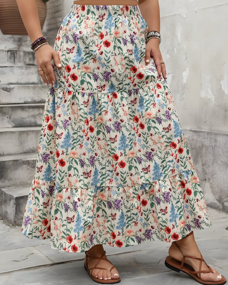 Multicolor Floral Bohemian Long Skirt