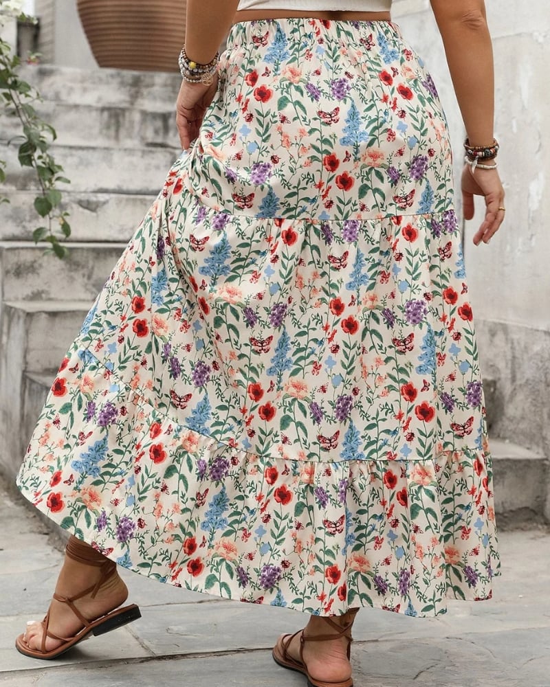 Multicolor Floral Bohemian Long Skirt - Image 2