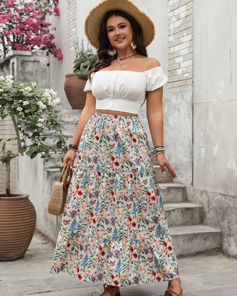 Multicolor Floral Bohemian Long Skirt - Image 6