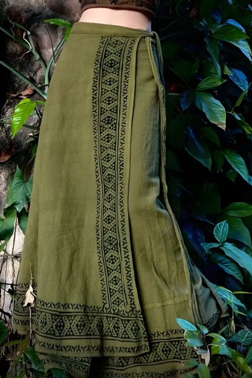 Printed bohemian long skirt with ruffles