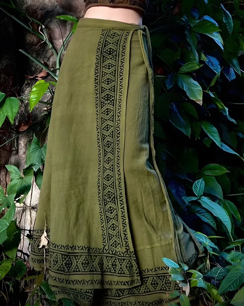 Printed Bohemian Long Skirt with Ruffles