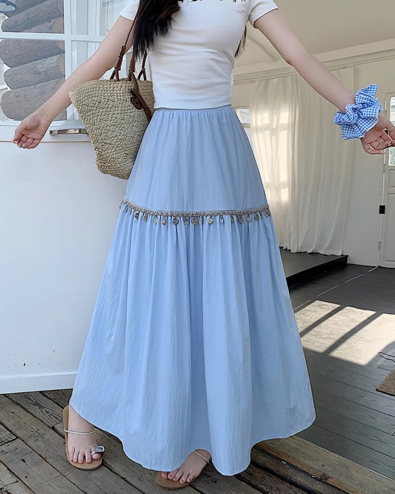 High-Waist Pleated Bohemian Korean Skirt